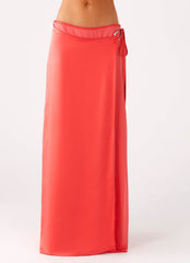 Pollie Wrap Maxi Skirt - Coral