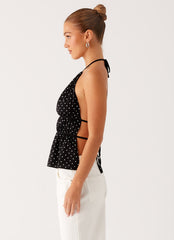 Sergio Halter Top - Black Polka Dot