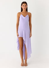 Sunmi Asymmetric Cowl Midi Dress - Lavender