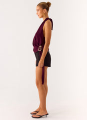 Teaha Wrap Top - Plum