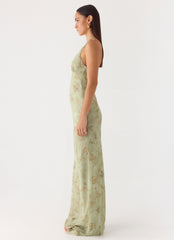 Ultra Quiet Halter Maxi Dress - Wispy Fern