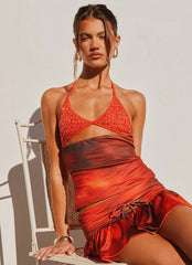 Wild Flame Sequin Top - Scarlet Blur