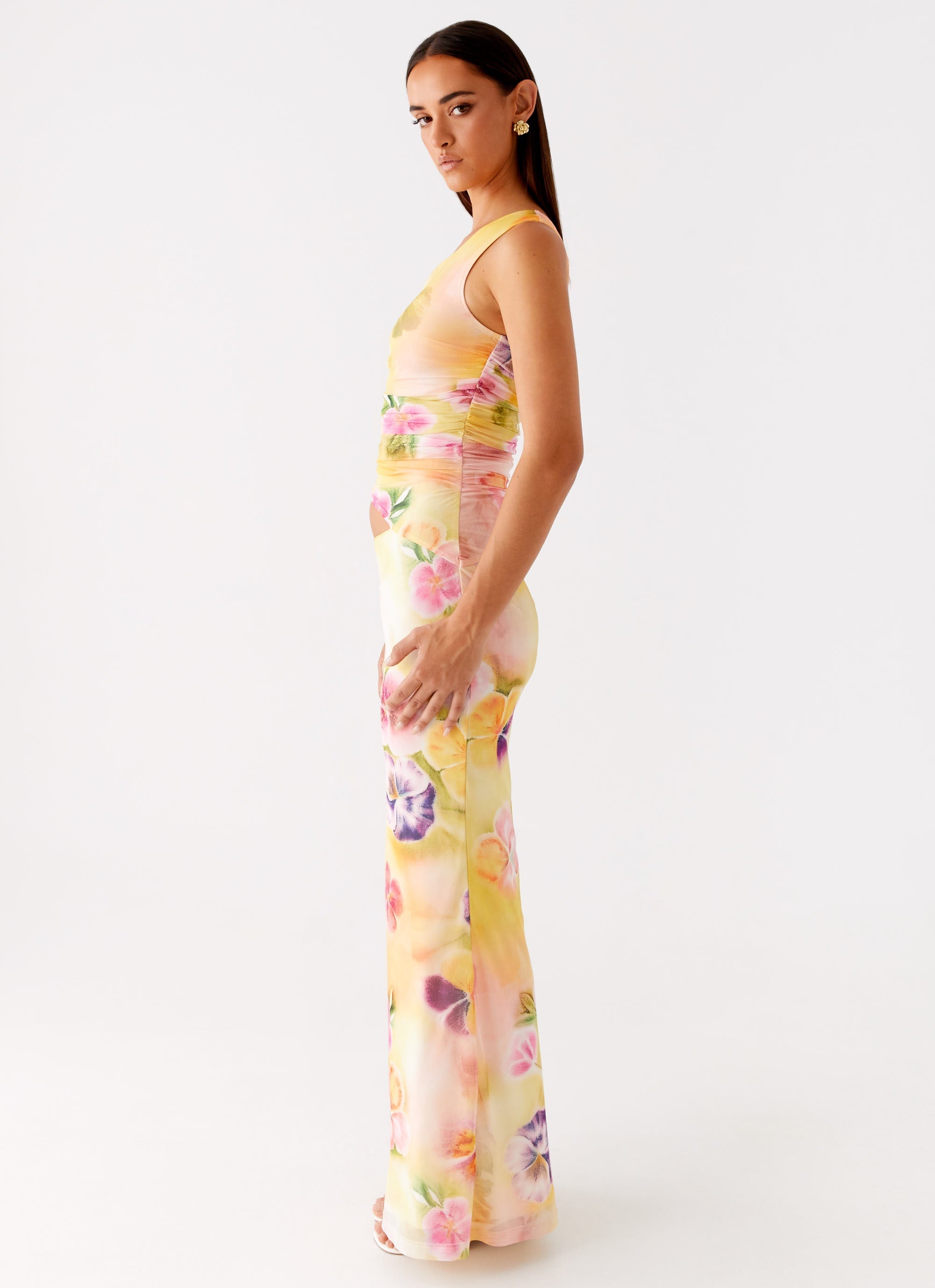 Seranella One Shoulder Maxi Dress - Sunburst Floral