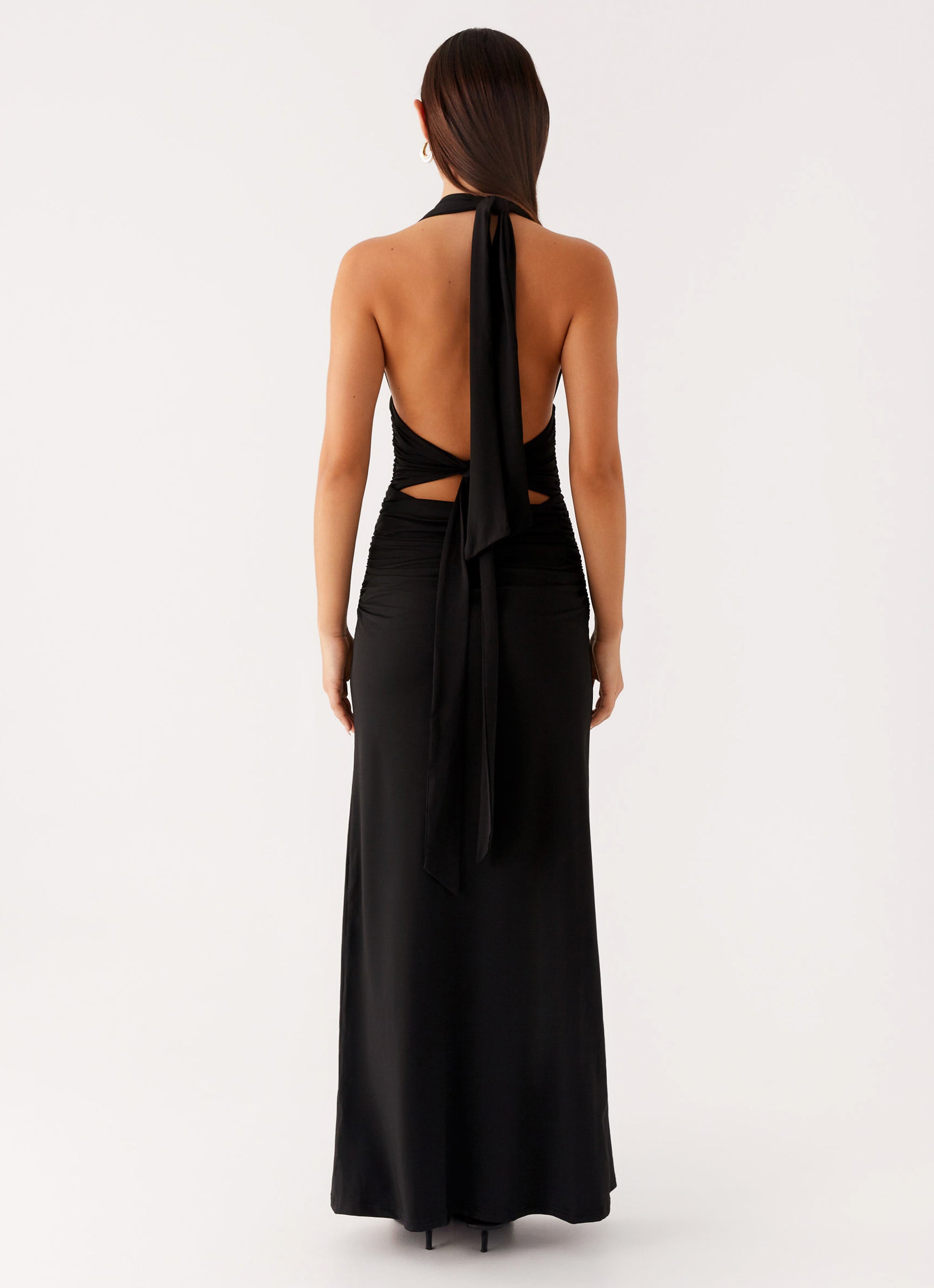 Adalie Halter Neck Midi Dress - Black
