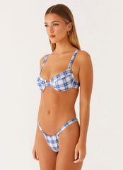 Airlie Balconette Bikini Top - Ivory Blue Check