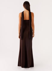 Alaine Scarf Maxi Dress - Dark Chocolate