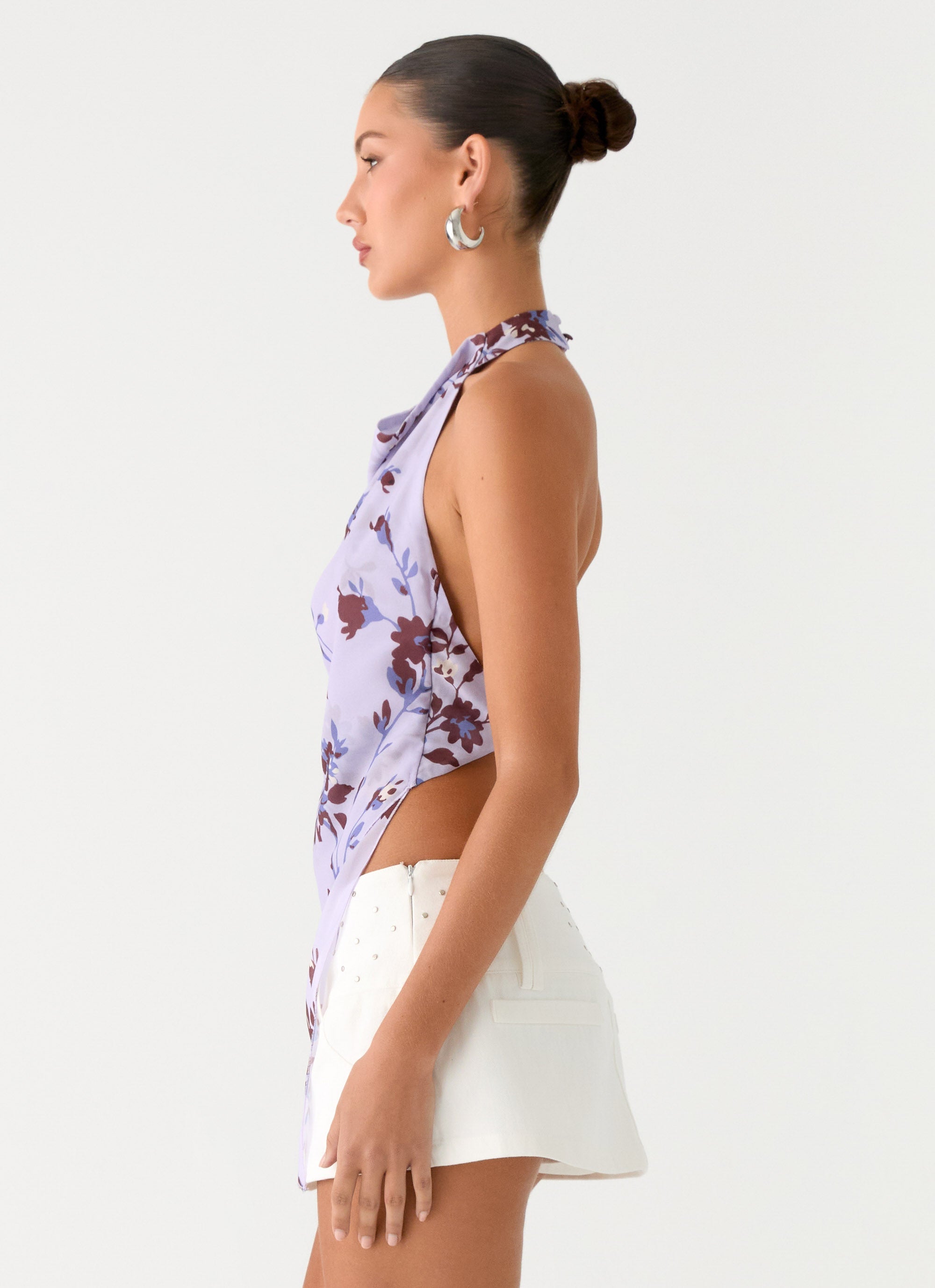 Altego Layered Backless Top - Antique Lilac Floral