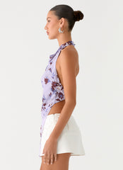 Altego Layered Backless Top - Antique Lilac Floral