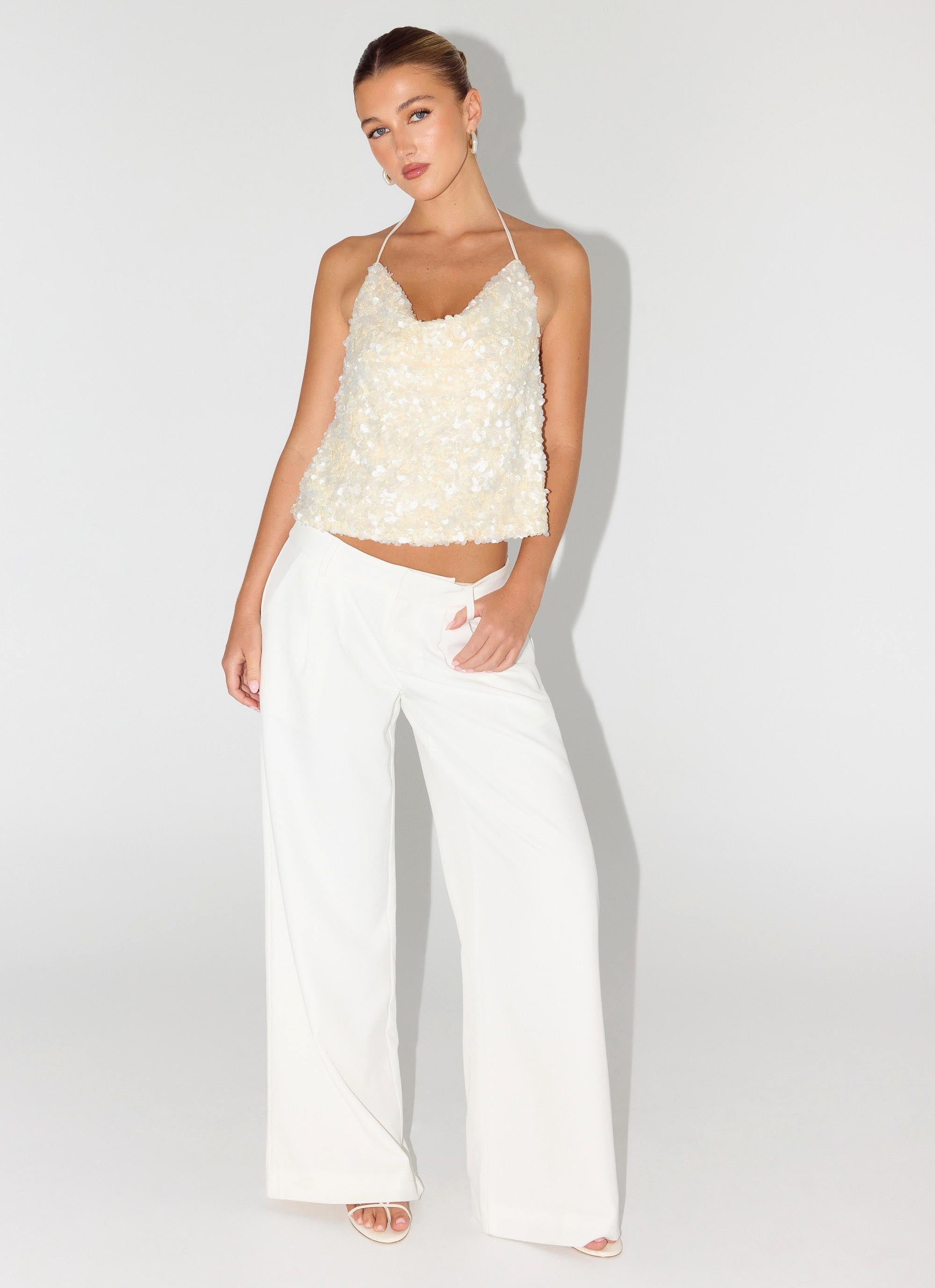Amelita Sequin Top - Ivory