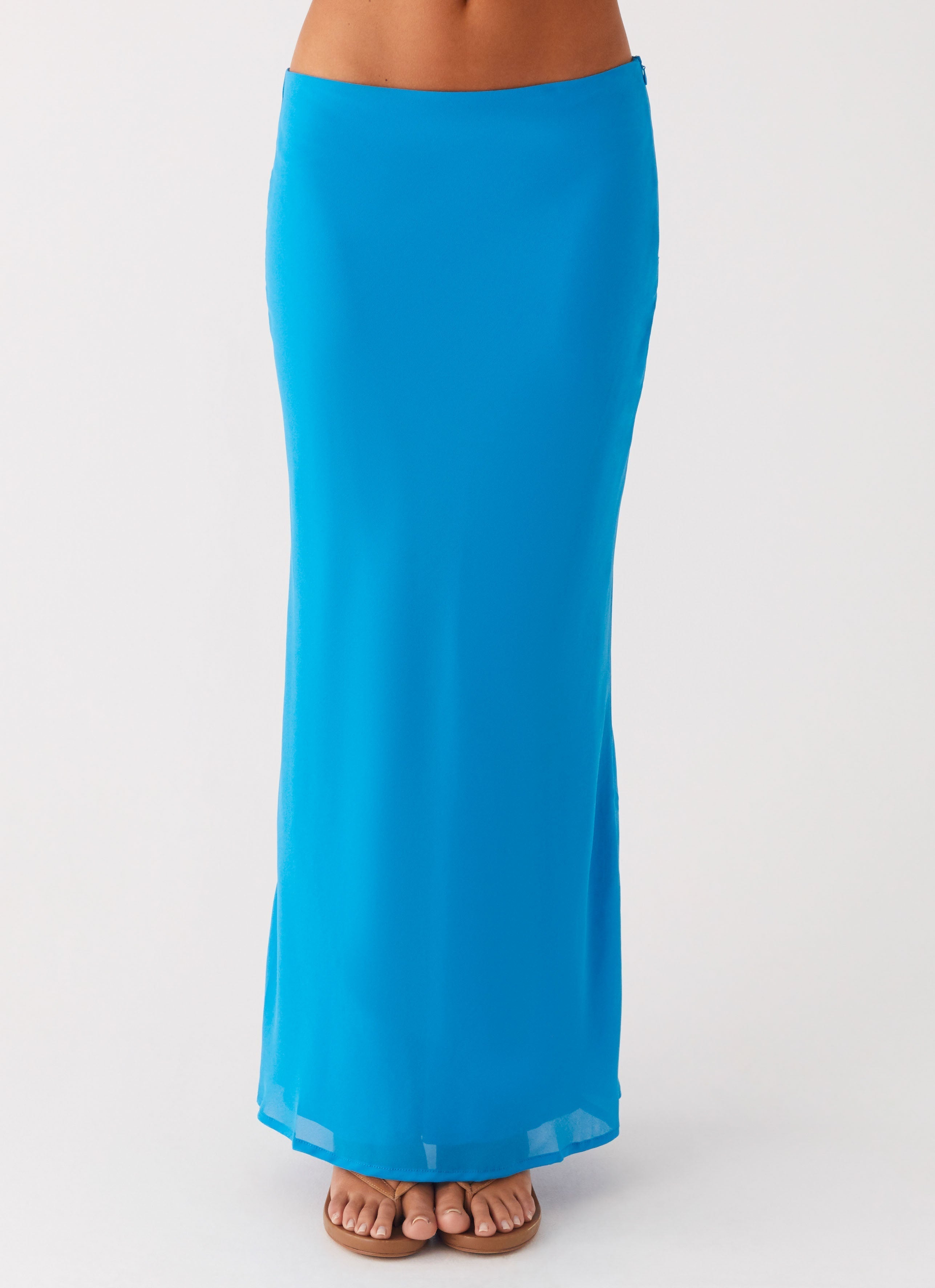 Another Life Chiffon Maxi Skirt - Turquoise