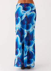 Another Life Chiffon Maxi Skirt - Turquoise Floral