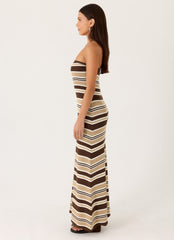 Antonie Knit Maxi Dress - Chocolate Olive Stripe