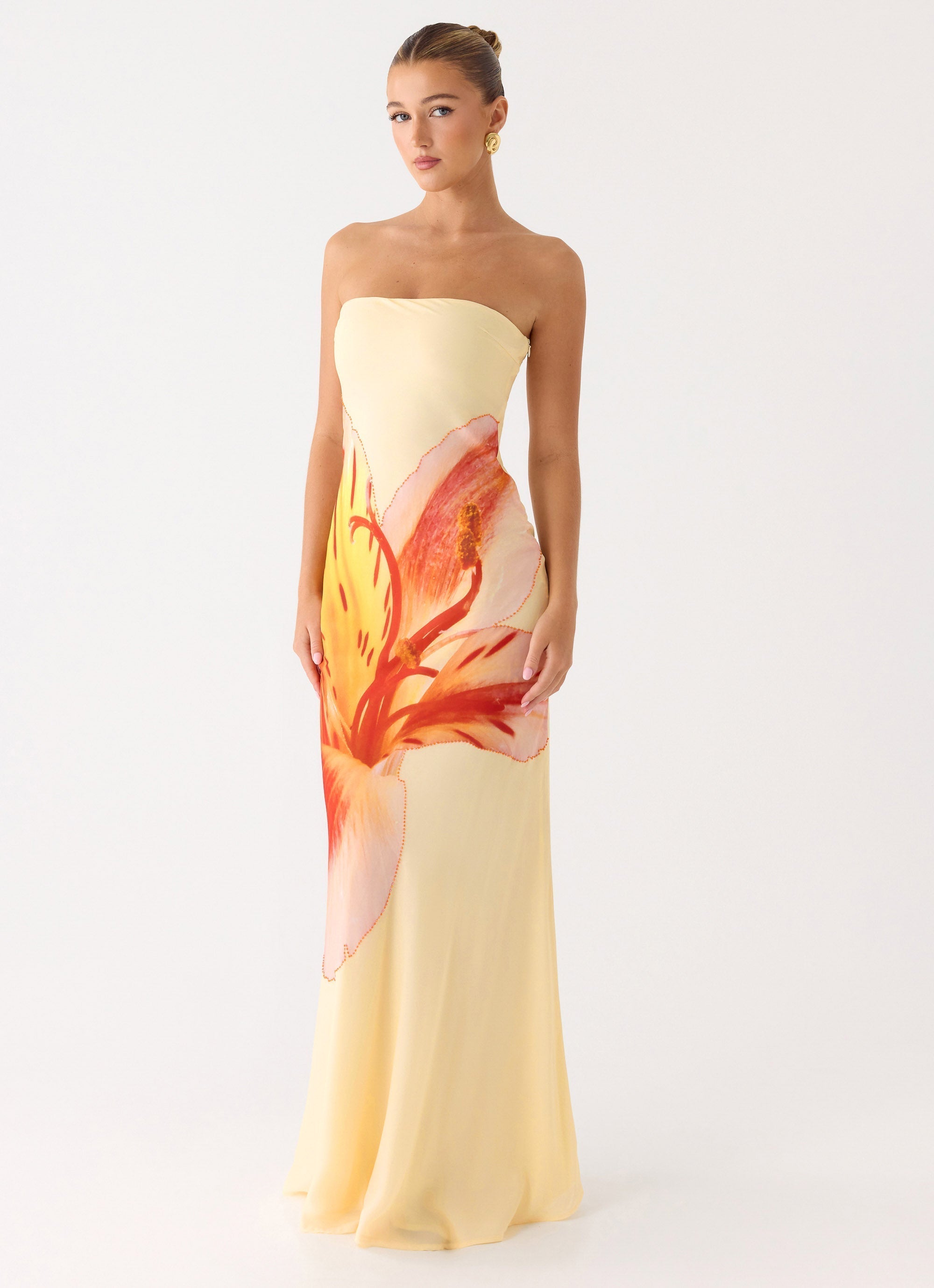 Ashwin Strapless Beaded Maxi Dress - Sunpetal Print
