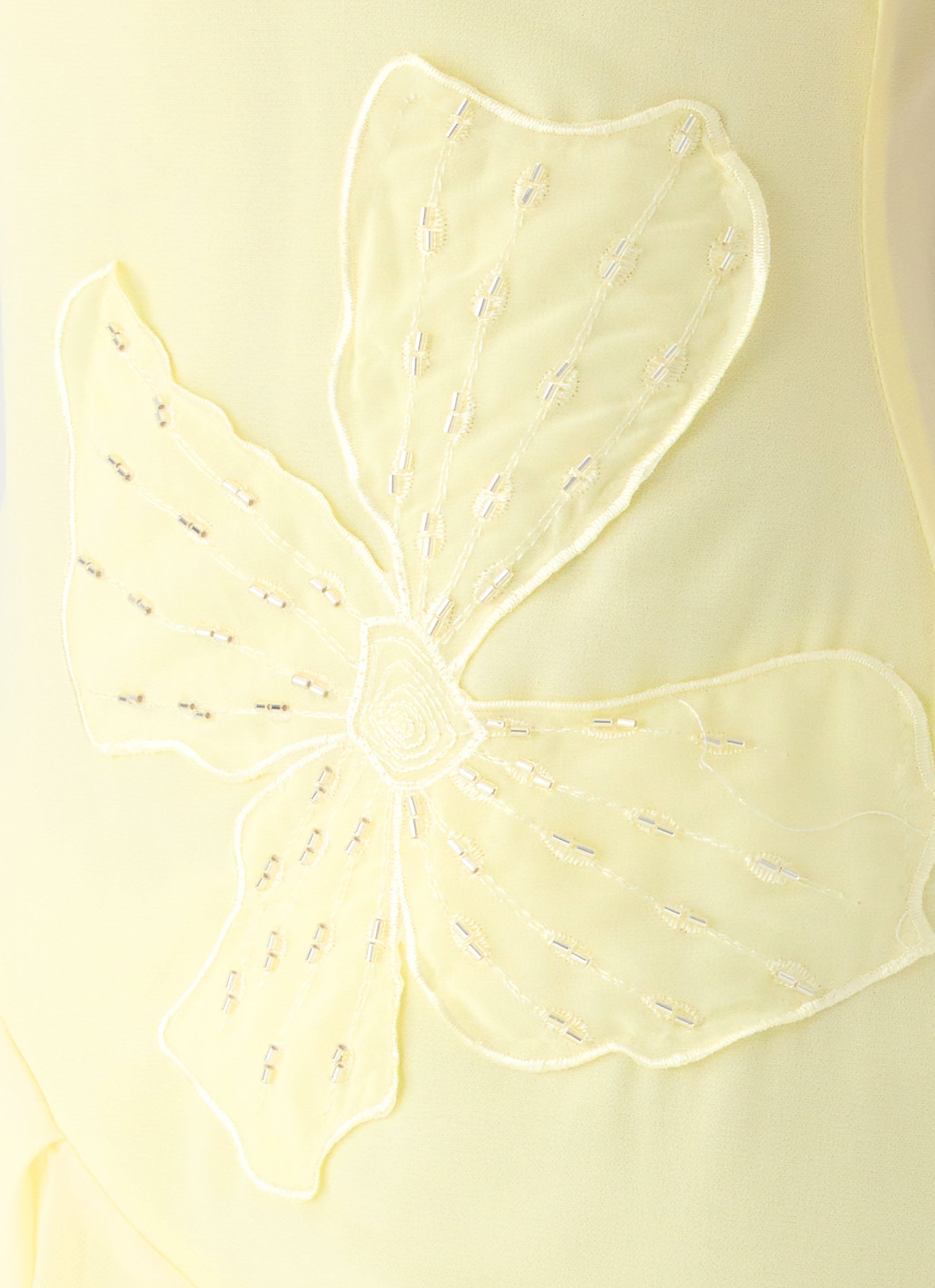 Aysha Beaded Flower Midi Dress - Yellow