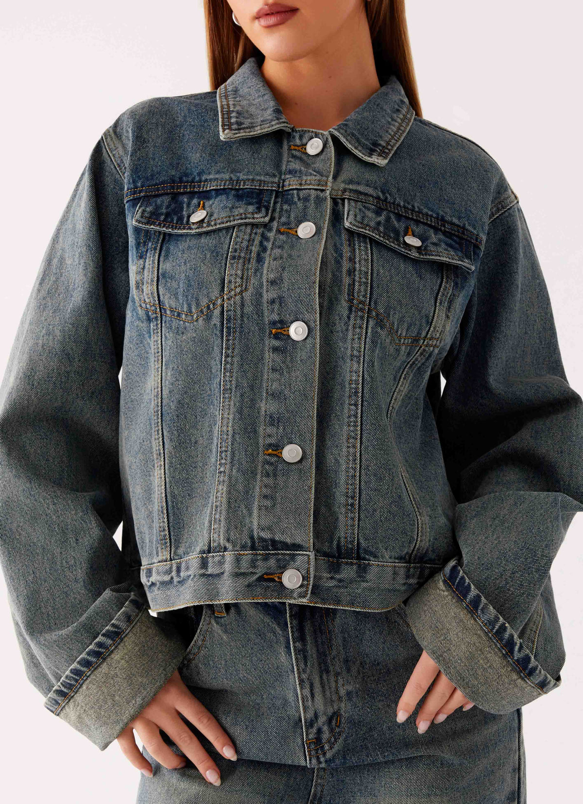 Back Again Oversized Denim Jacket - Dirty Wash