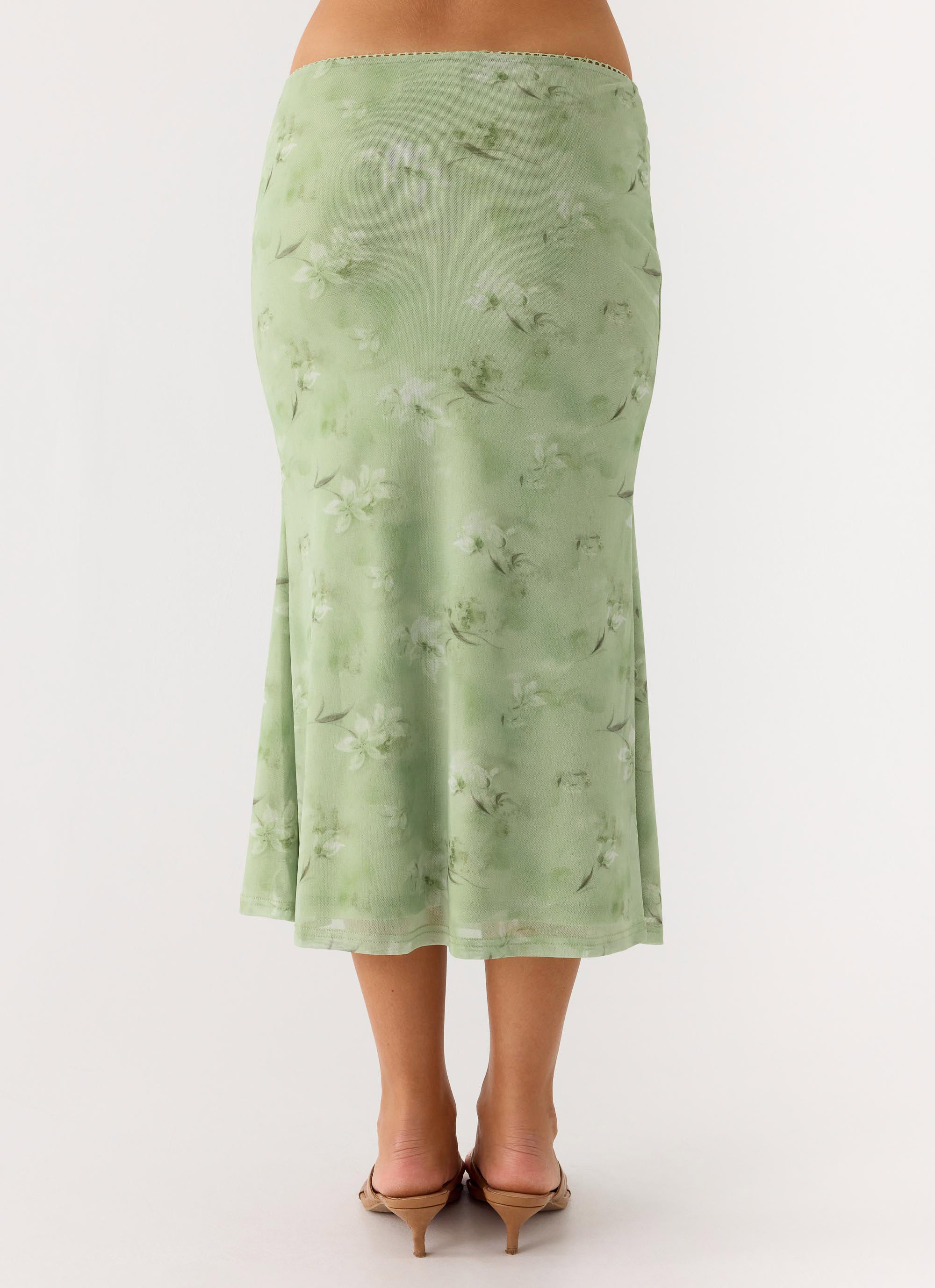 Bahama Low Rise Midi Skirt - Blurred Lime