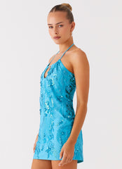 Bebe Beaded Mini Dress - Royal Blue