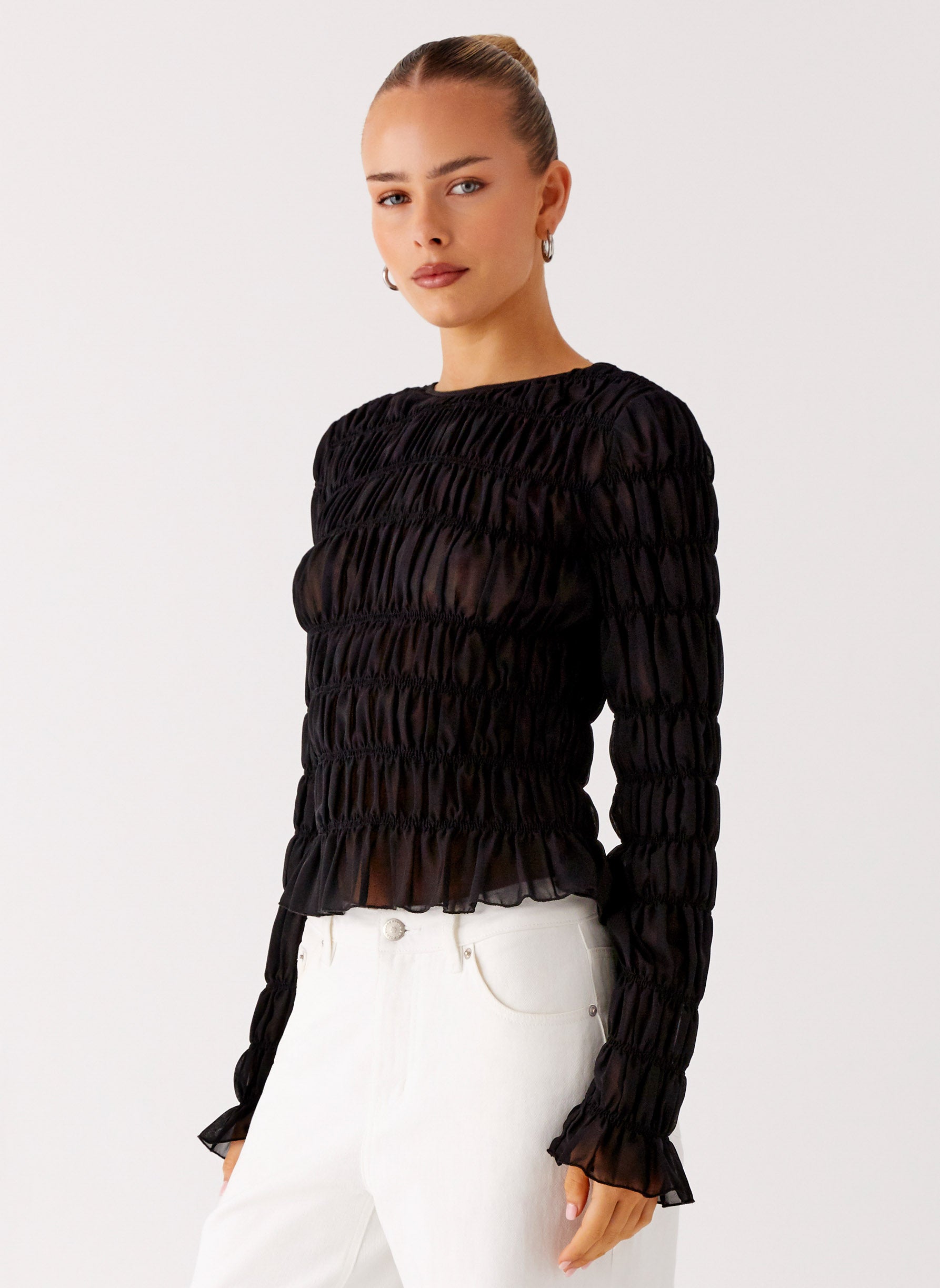 Bella Long Sleeve Top - Black