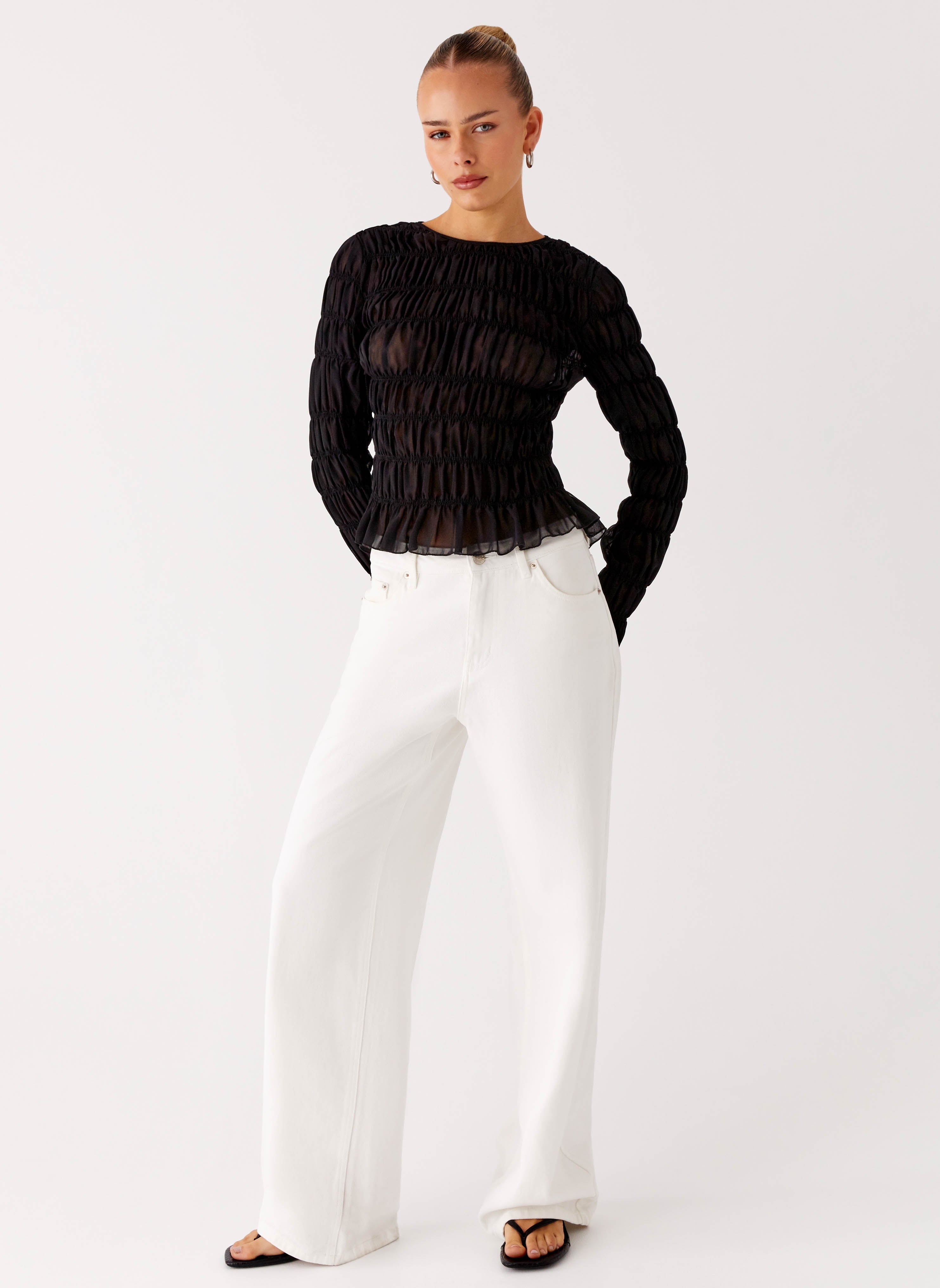Bella Long Sleeve Top - Black