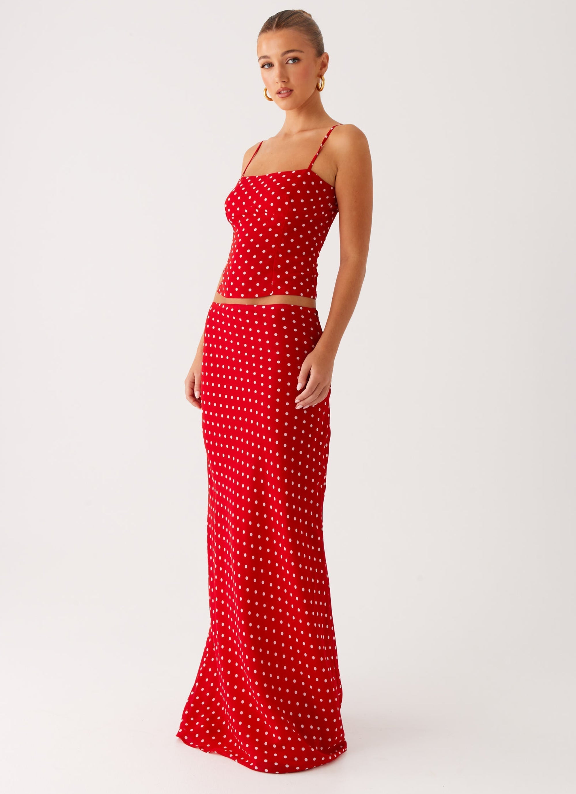 Bendita Maxi Skirt - Red Polka Dot