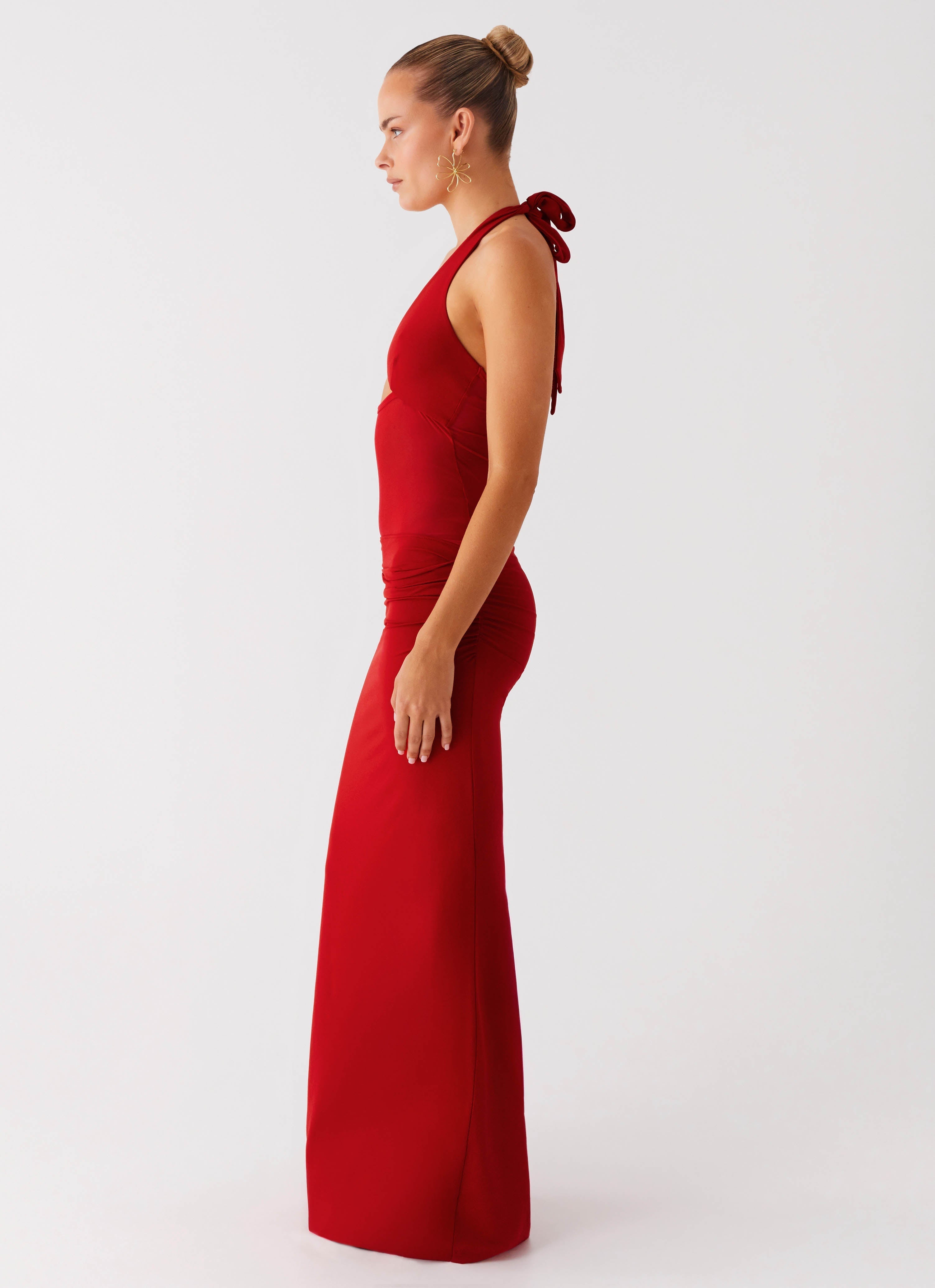 Billen Halter Maxi Dress - Red