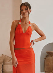 Blaze Halter Top - Fire Red