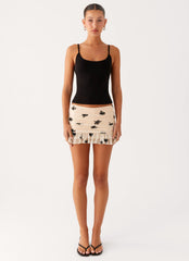 Blind Faith Flock Mini Skort - Cream