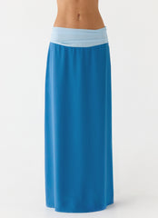 Blushing Bloom Maxi Skirt - Baby Blue