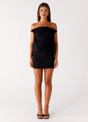 Bonnie Off Shoulder Mini Dress - Black