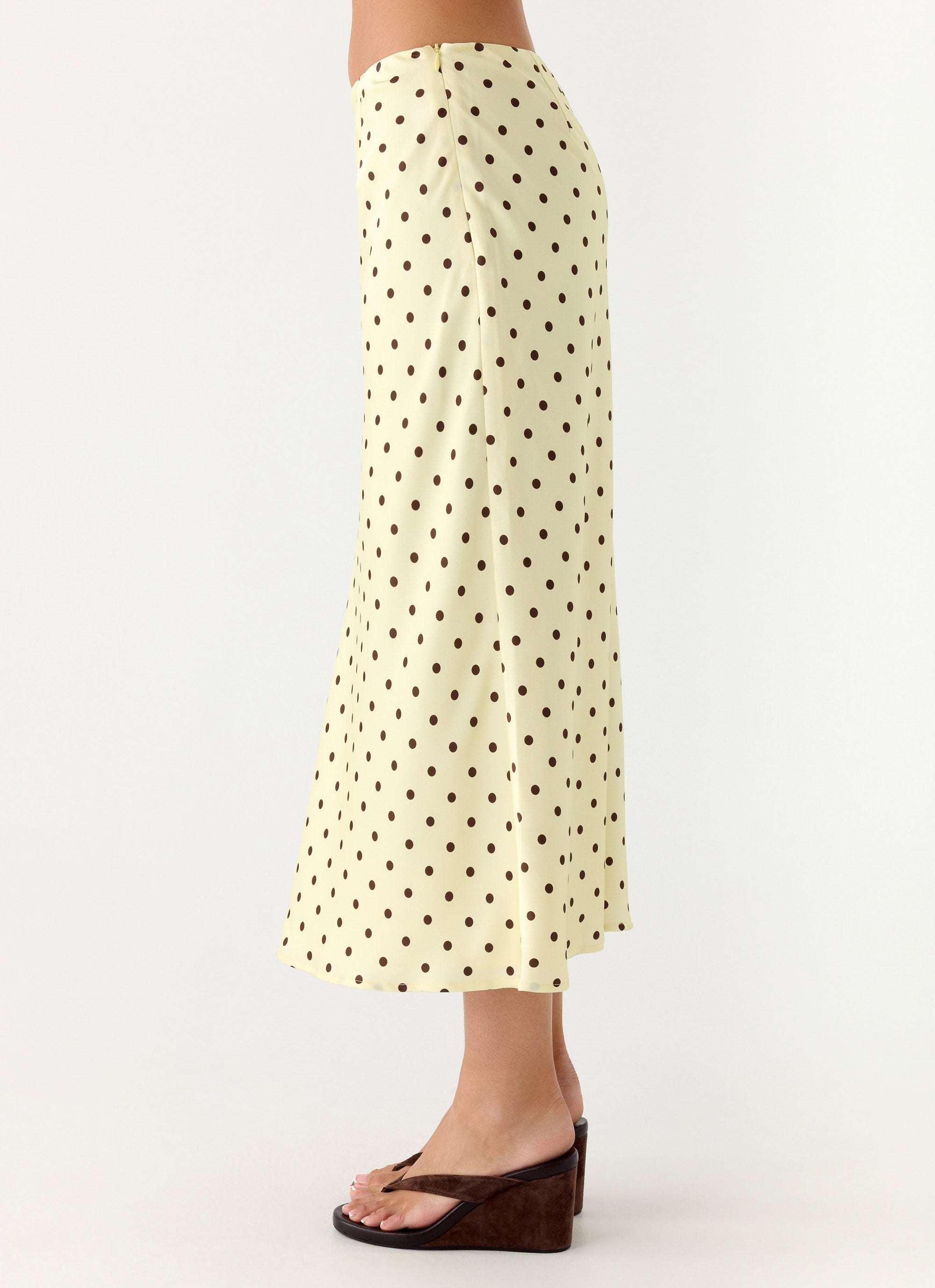 Breanne Midi Skirt - Yellow Polka Dot