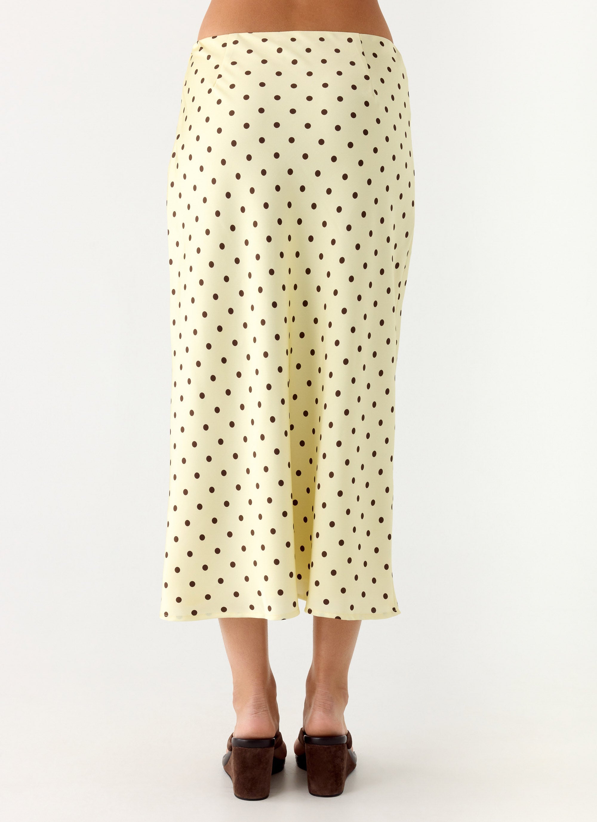Breanne Midi Skirt - Yellow Polka Dot