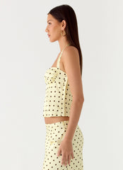Breanne Top - Yellow Polka Dot