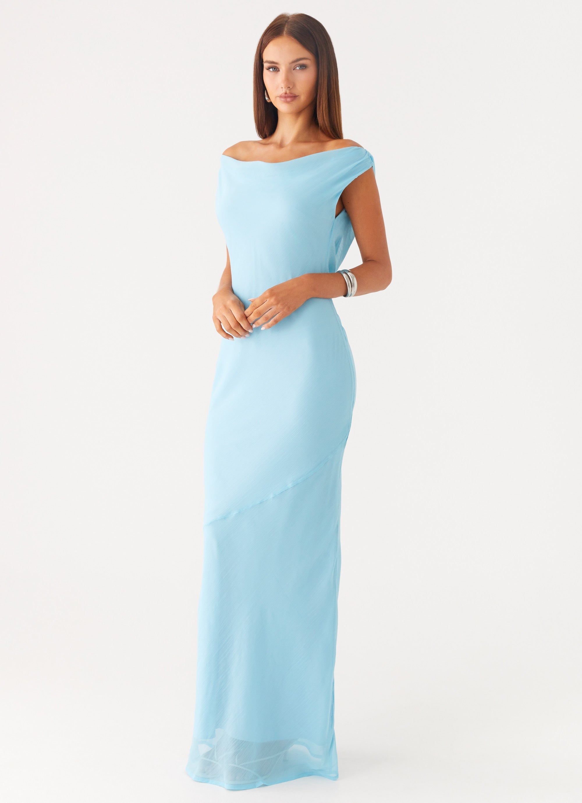 Brittany Chiffon Maxi Dress - Turquoise