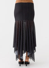 Buffy Maxi Skirt - Black Polkadot