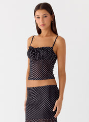 Buffy Top - Black Polkadot