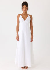 Calianna Linen Maxi Dress - White