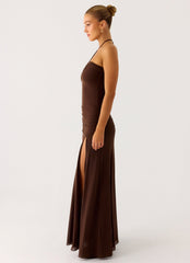 Callie Ruched Maxi Dress - Chocolate