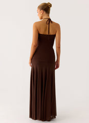 Callie Ruched Maxi Dress - Chocolate