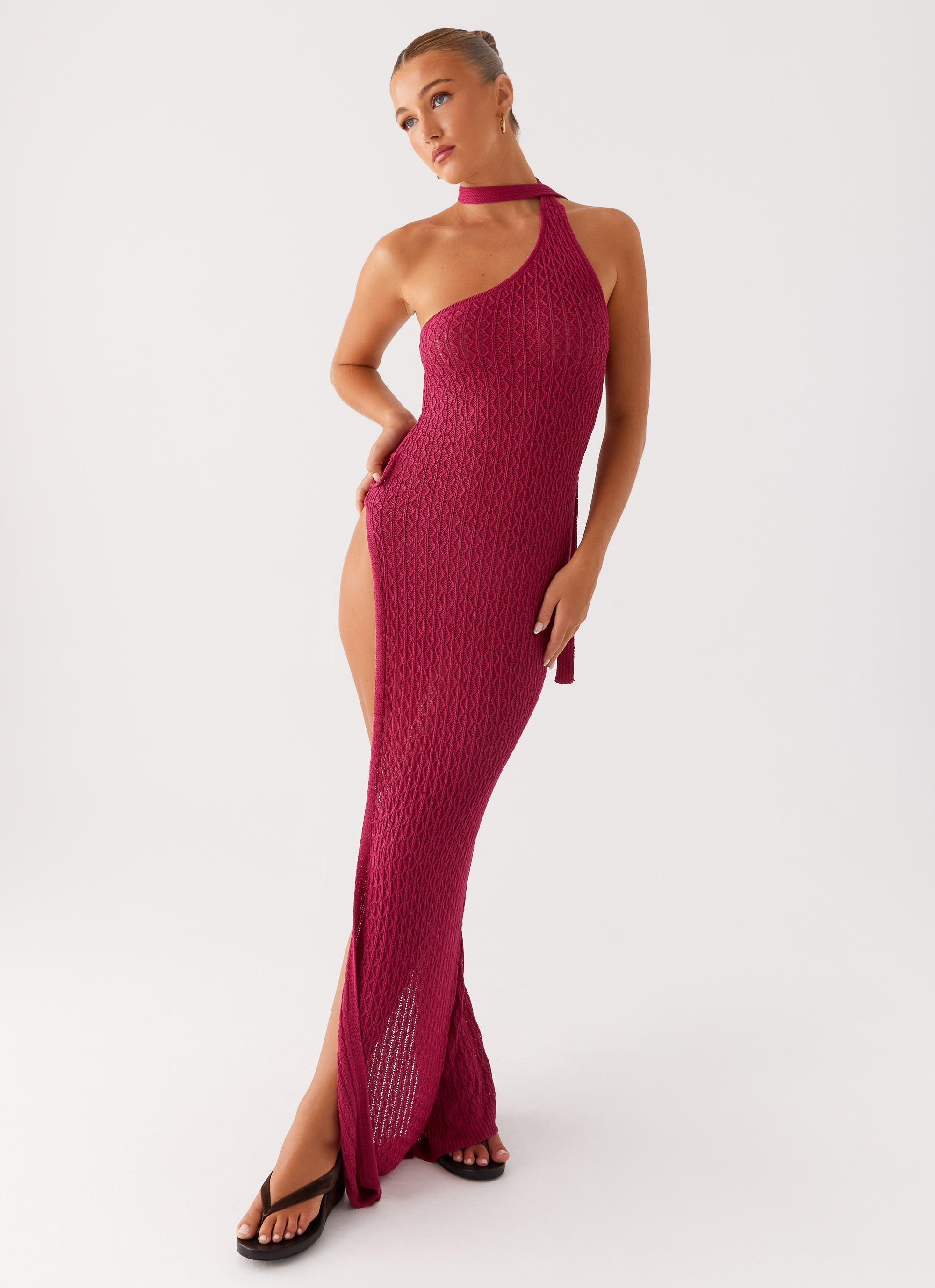 Carryn Knit Maxi Dress - Hot Pink