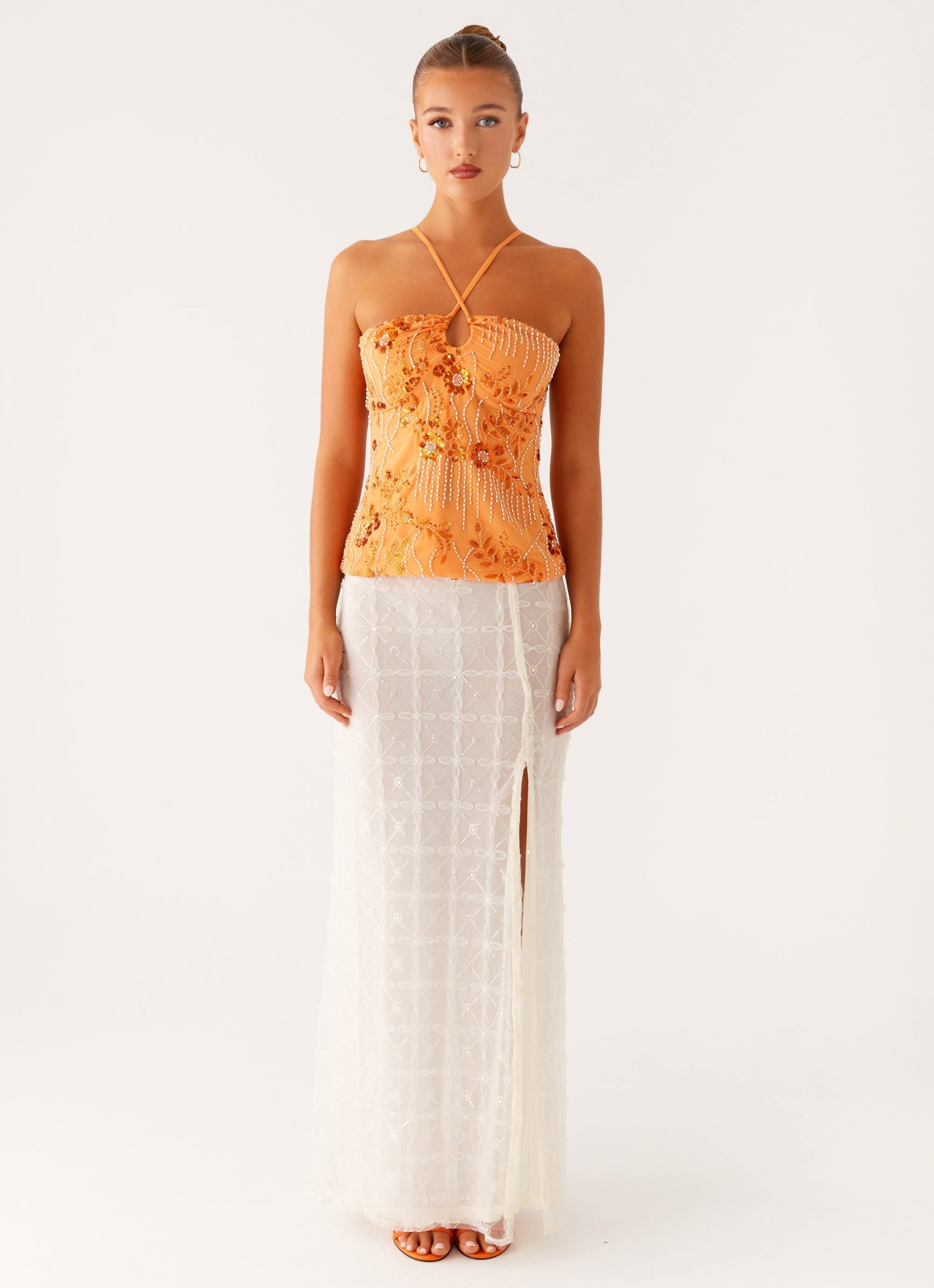 Catalina Sequin Top - Orange