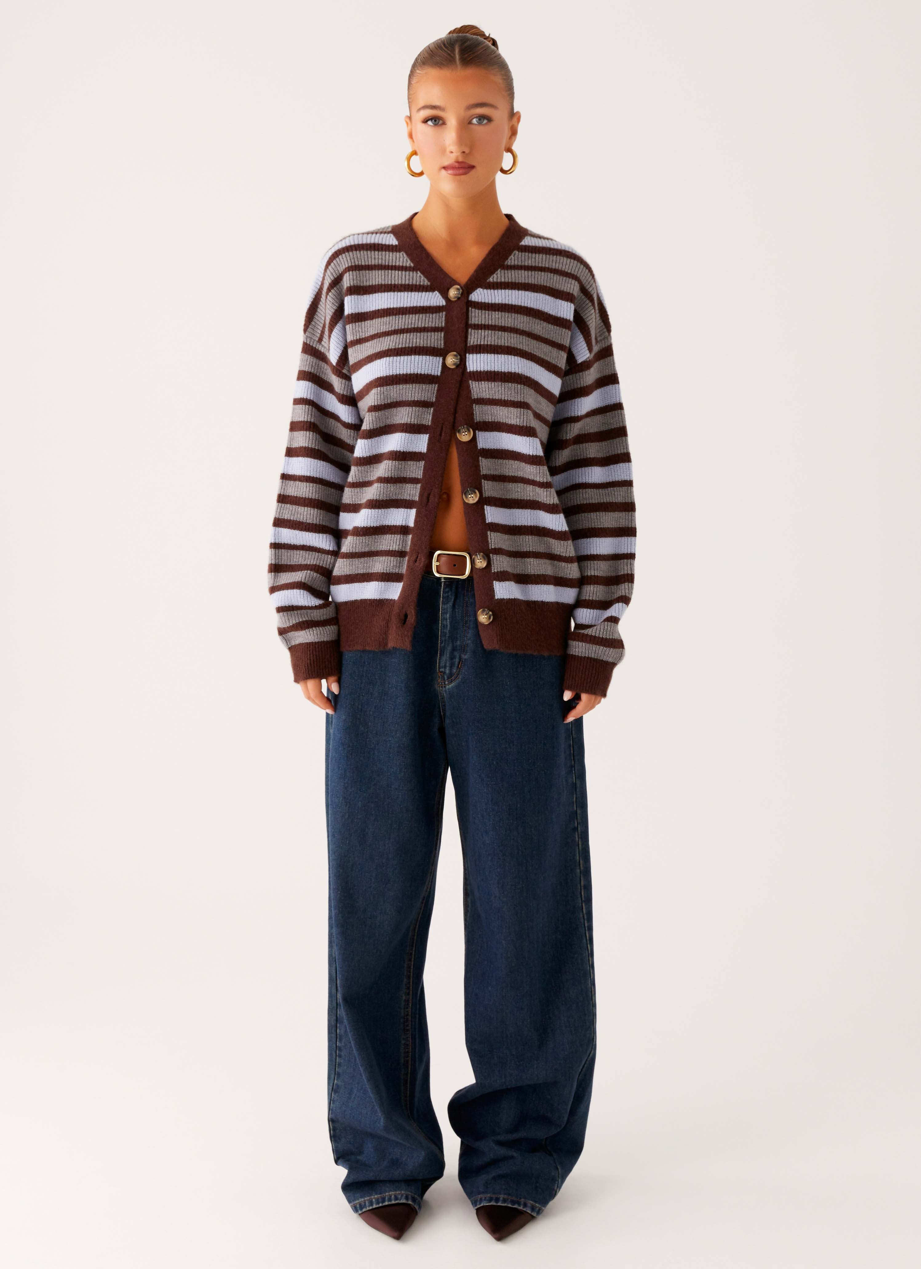 Charlie Oversized Cardigan - Tawny Stripe