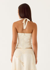 Cheryl Bustier Halter Top - Ivory