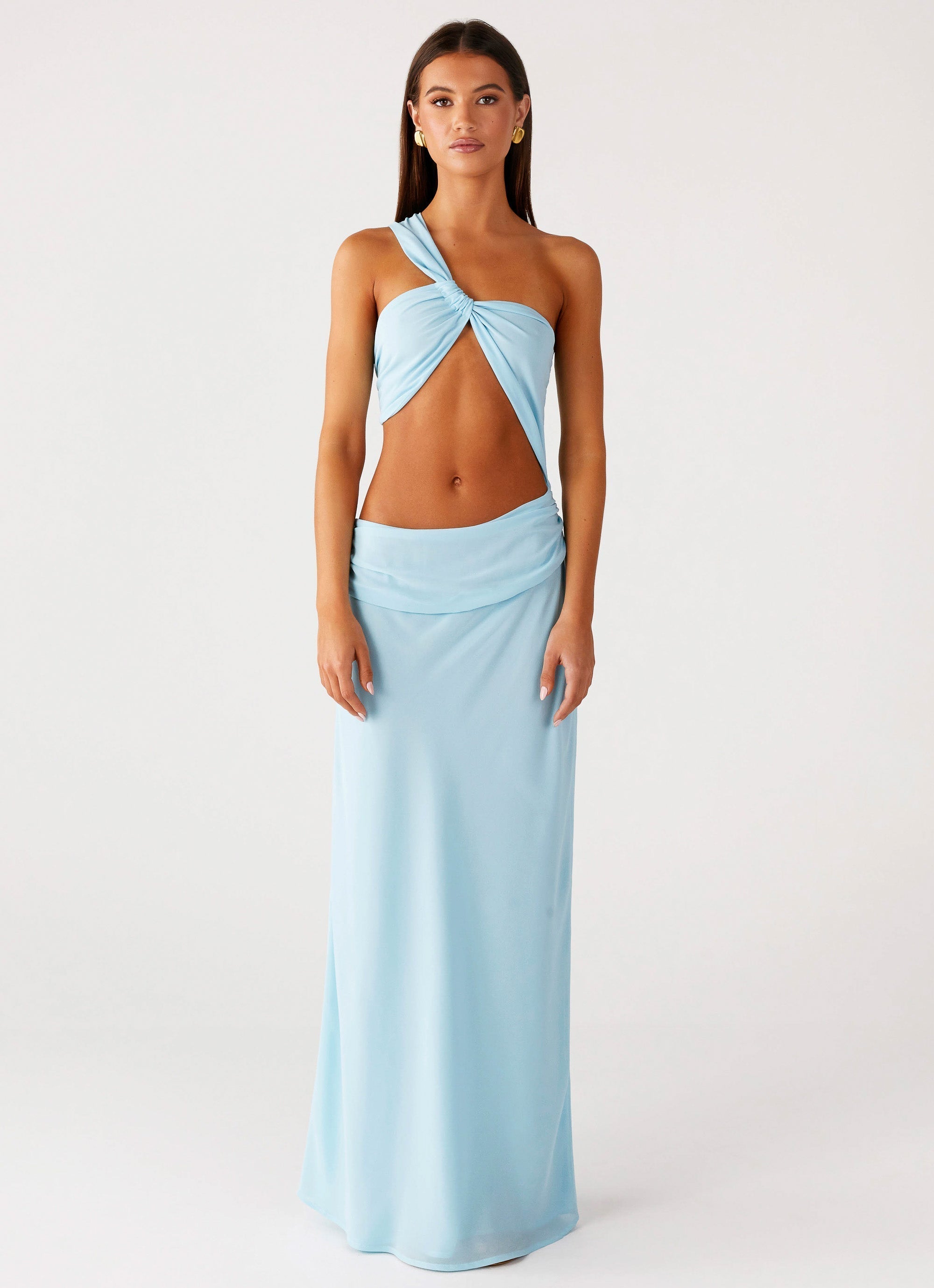 Cindelle One Shoulder Maxi Dress - Turquoise