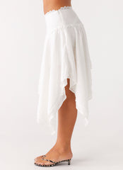 Clearwater Mist Midi Skirt - White
