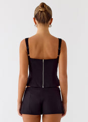 Coastline Cotton Bustier Top - Black