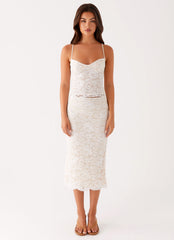 Crystal Clear Lace Midi Skirt - Ivory