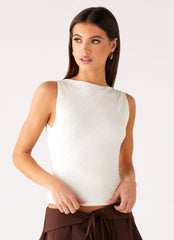 Cypriana Tie Back Top - White