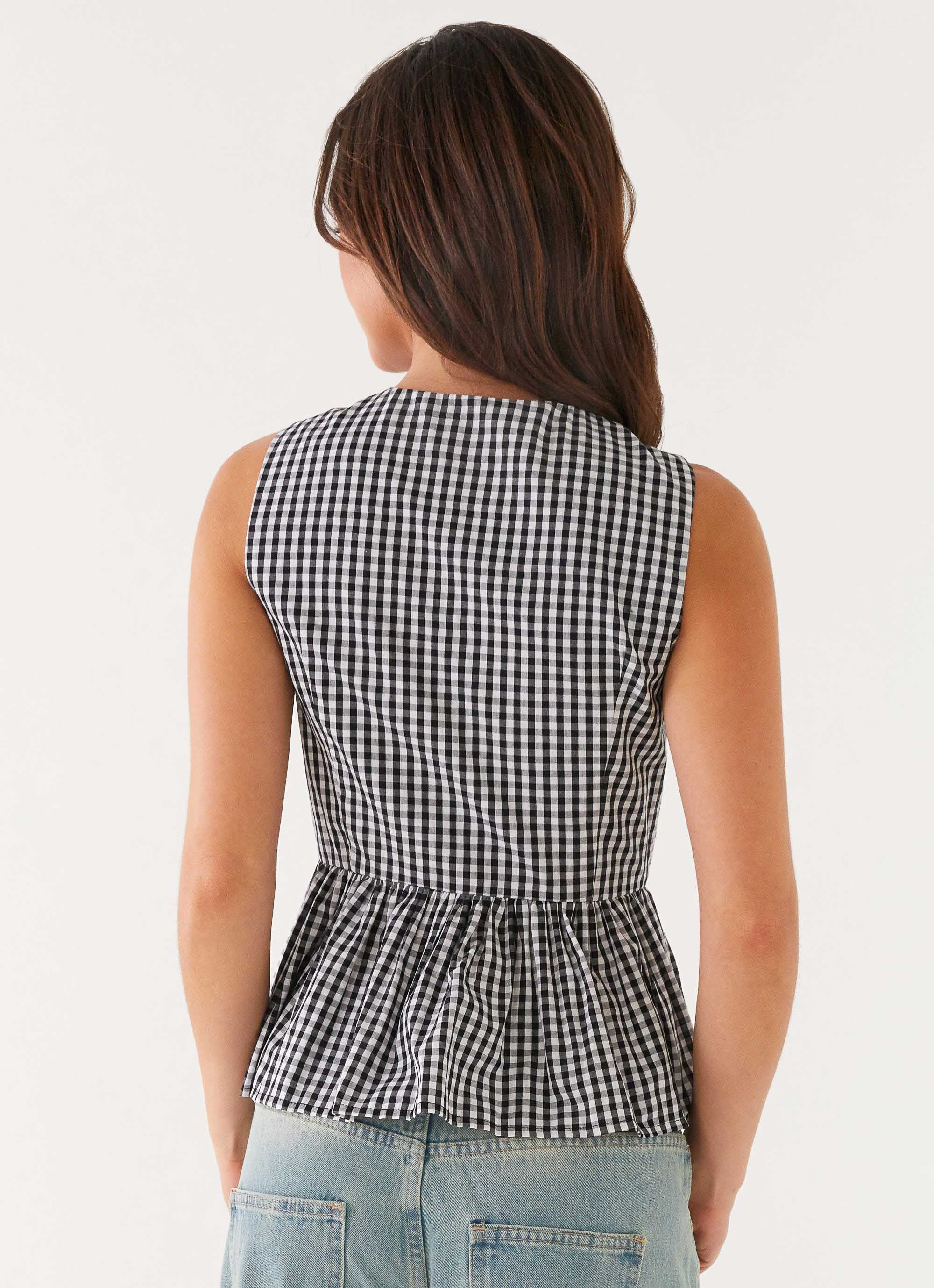 Cyrene Tie Top - Black Gingham