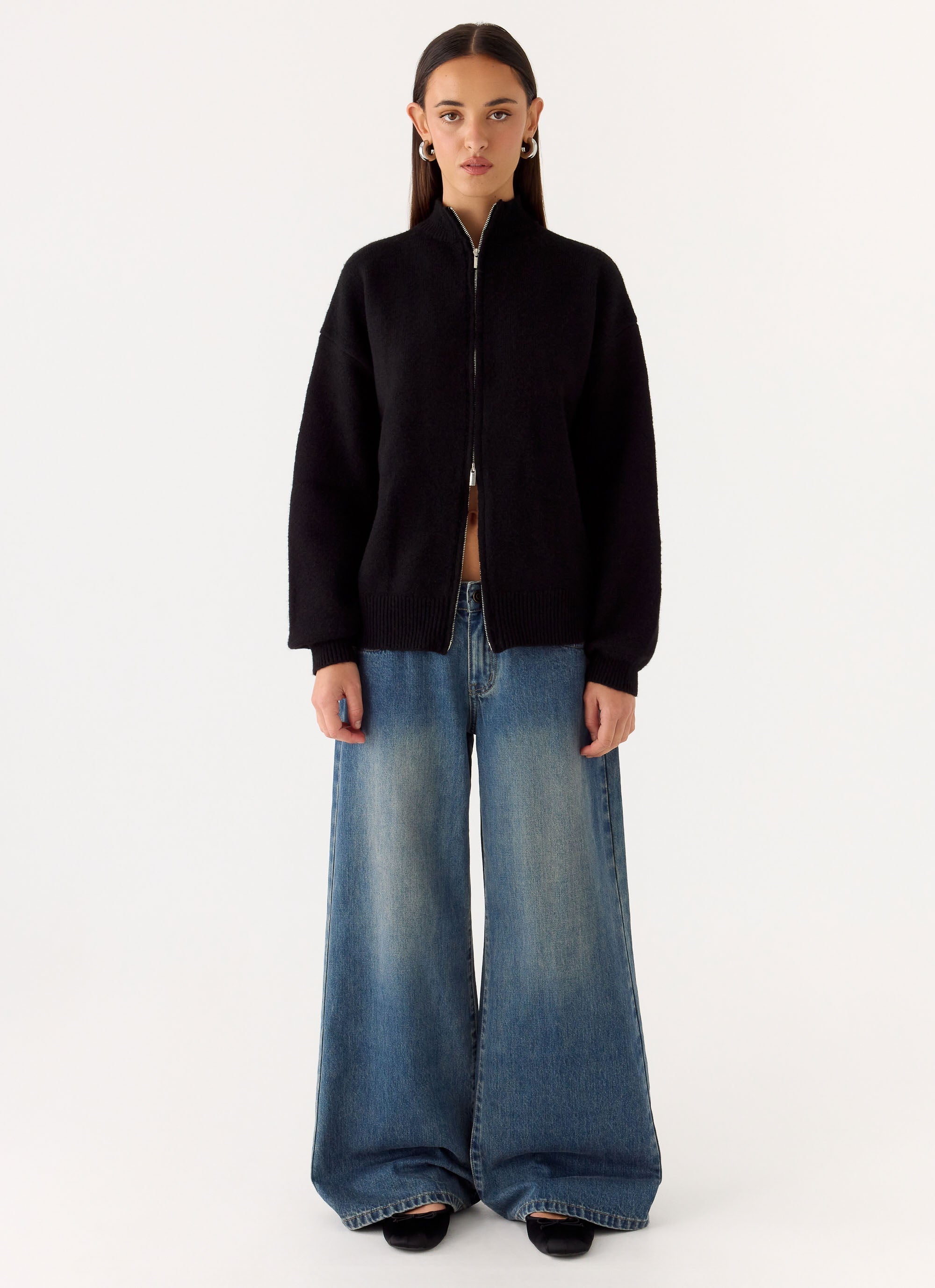 Davy Knit Zip Jacket - Black