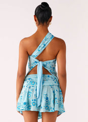 Delight Me Beaded Asymmetrical Top - Blue